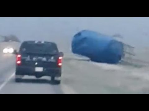 springboard Severe winds roll grain silo across Canadian highway