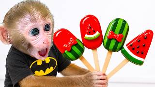 Macaco Bon Bon e o Sorvete de Melancia Gigante... Qual Você Escolheria ? | BonBon Em Português