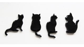 DIY: Cat Silhouette Magnets Polymer Clay Halloween Tutorial