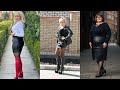Older Women's Beautiful Leather Tights with Heels & Leather High Boots Combination 