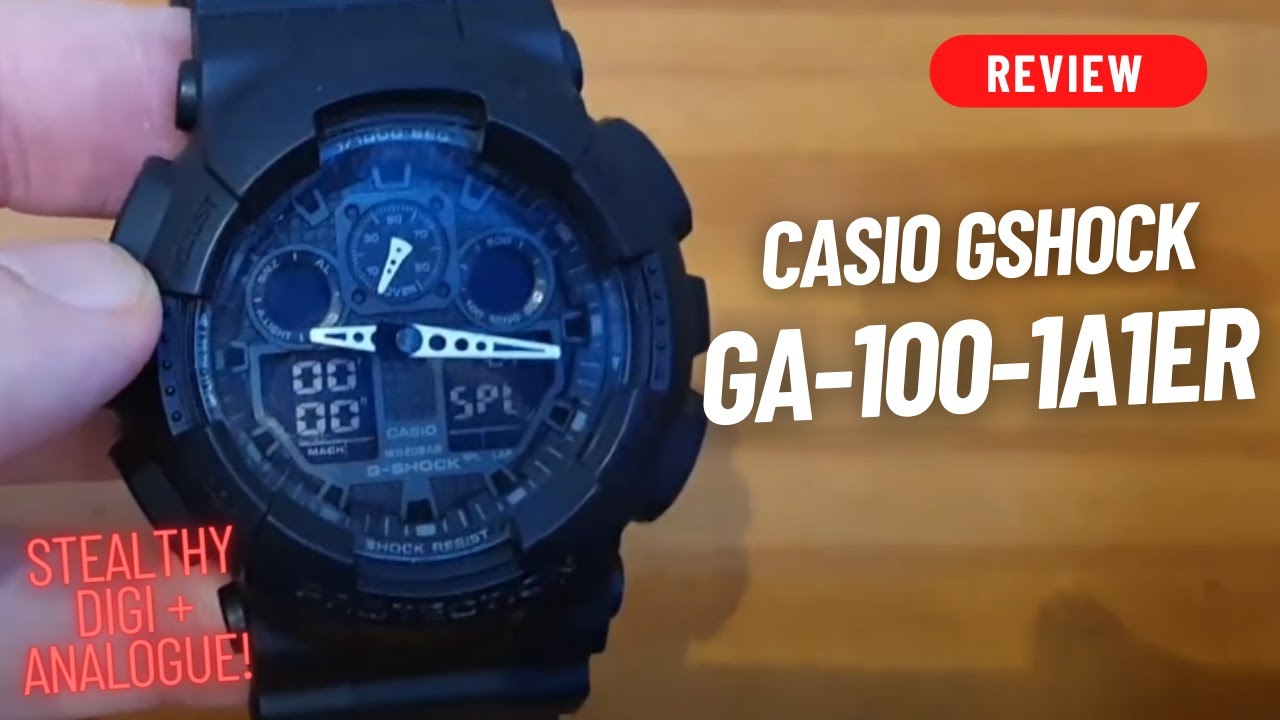 ciffer beskyttelse Hovedløse WATCH REVIEW: CASIO G-SHOCK GA-100-1A1 MILITARY STEALTH ALL BLACK QUARTZ  WATCH - YouTube