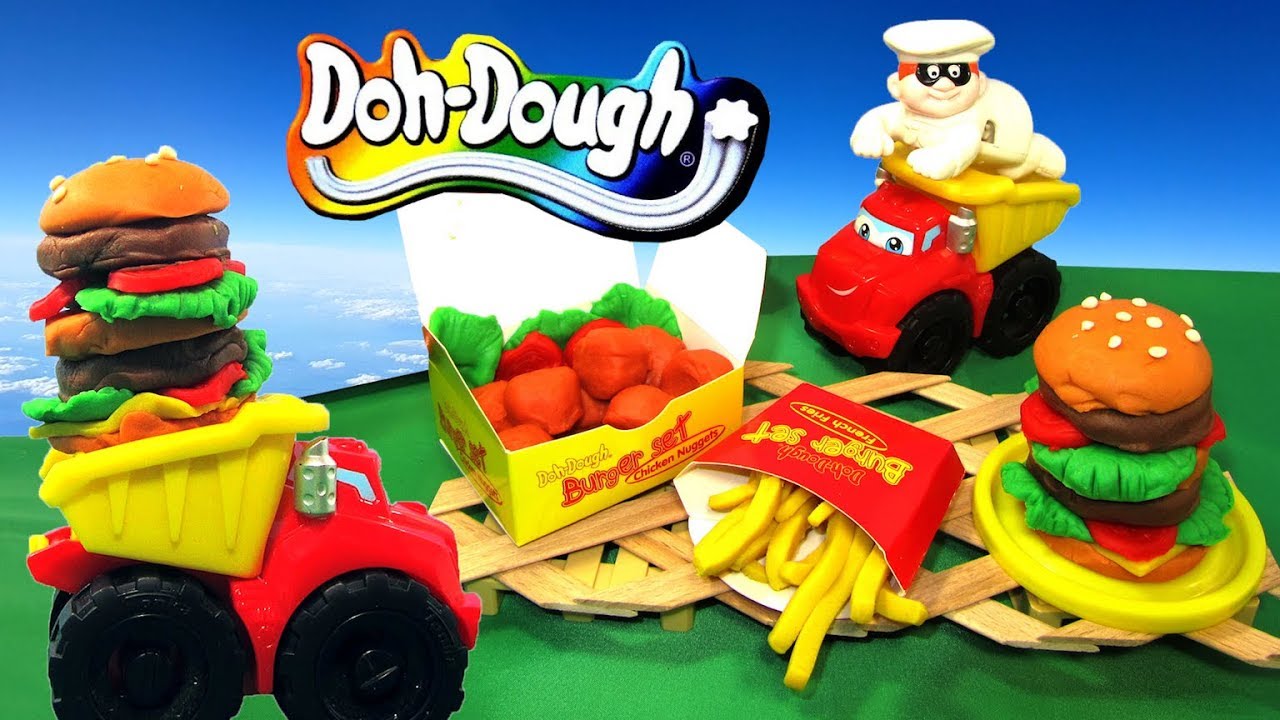 McDonalds Burger. Делаем Биг Мак, Чикен МакНагетс, Фри. Как Play-Doh. Unboxing. Doh-Dough