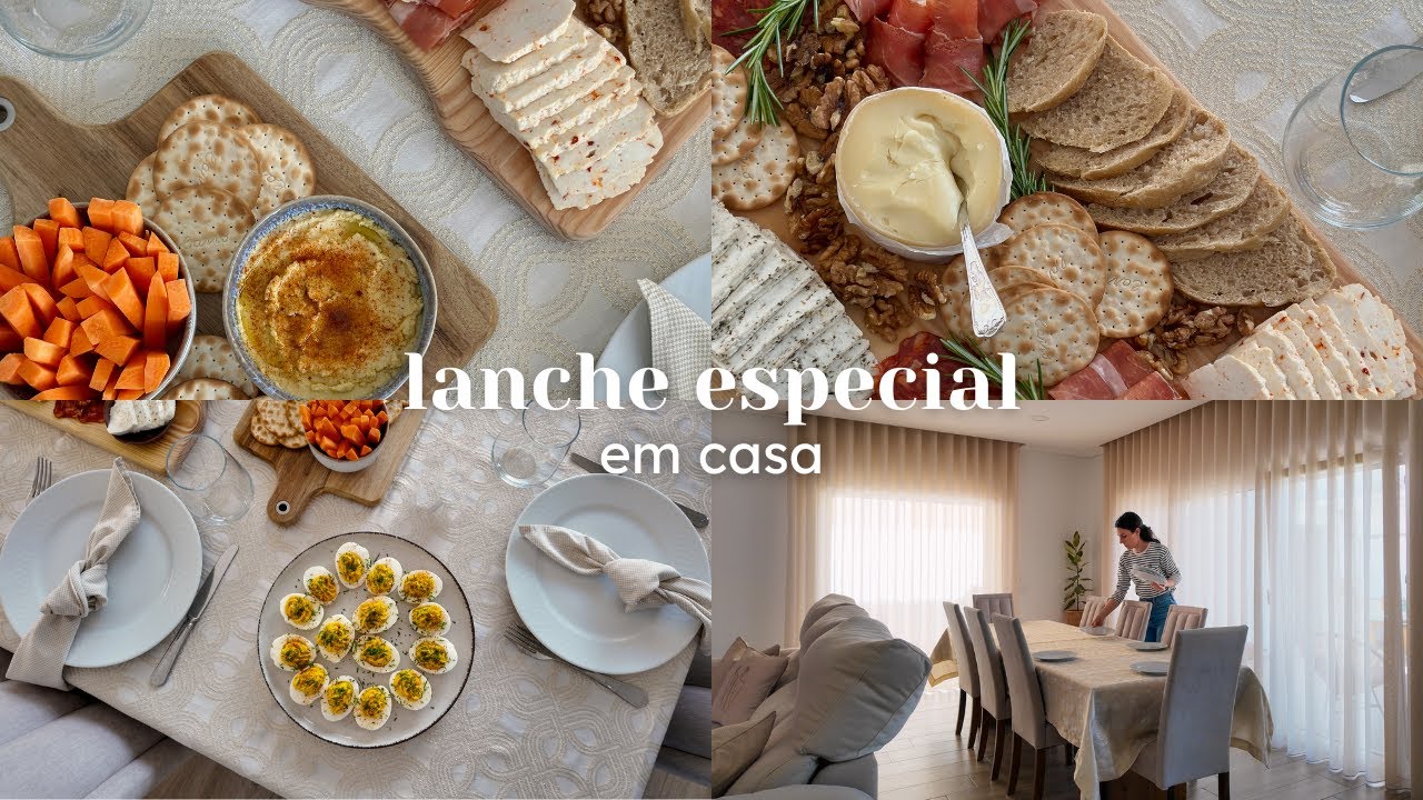 Lanche para Receber Família em Casa: Ovos Recheados, Tábua de Frios, Húmus, Tarte de Maçã e Tiramisú