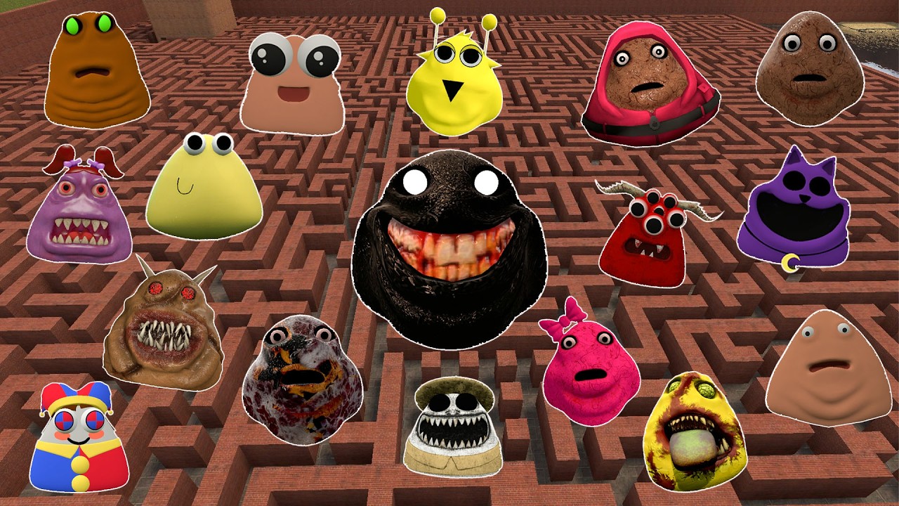 🏙️DESTROY ALL NEW 3D POU BOU'S REVENGE & ITALIAN BRAINROT FAMILY in MAZE Garry's Mod???!!!!