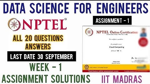 Data Science For Engineers NPTEL Assignment 1 Answers | NPTEL Data Science For Engineers Week 1 Quiz