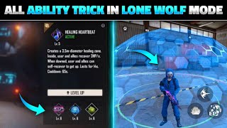 ALL CHARACTERS ABILITY TRICK IN LONE WOLF MODE 😱  TOP 5 NEW TRICKS - GARENA FREE FIRE