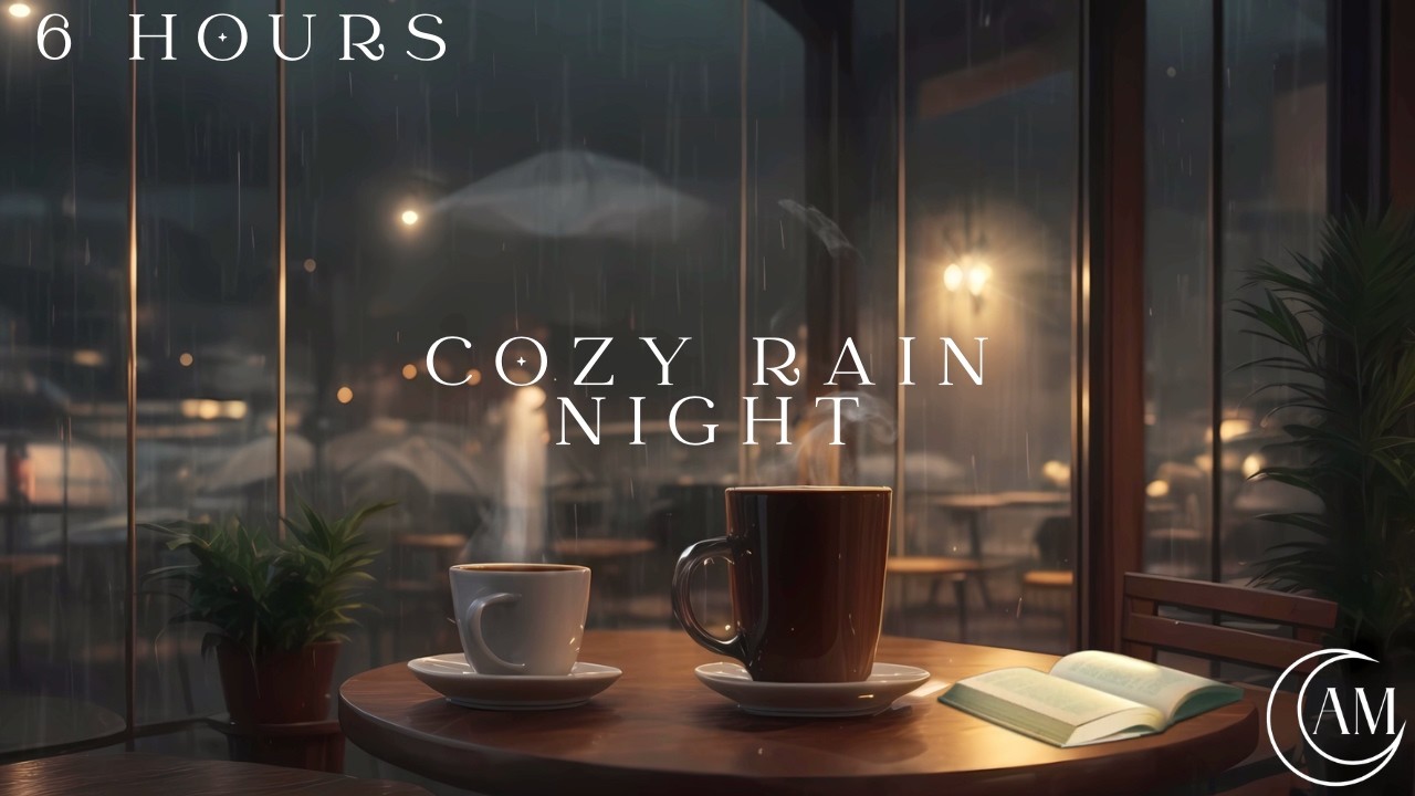 Cozy Rainy Café Night - Warm Drinks & Rain Sounds for Sleep (6 hours)