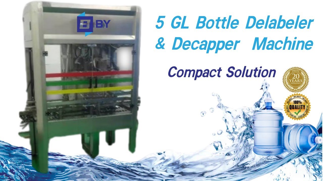Automatic 5 gallon bottle label remover & Decapper machine (Sleeve