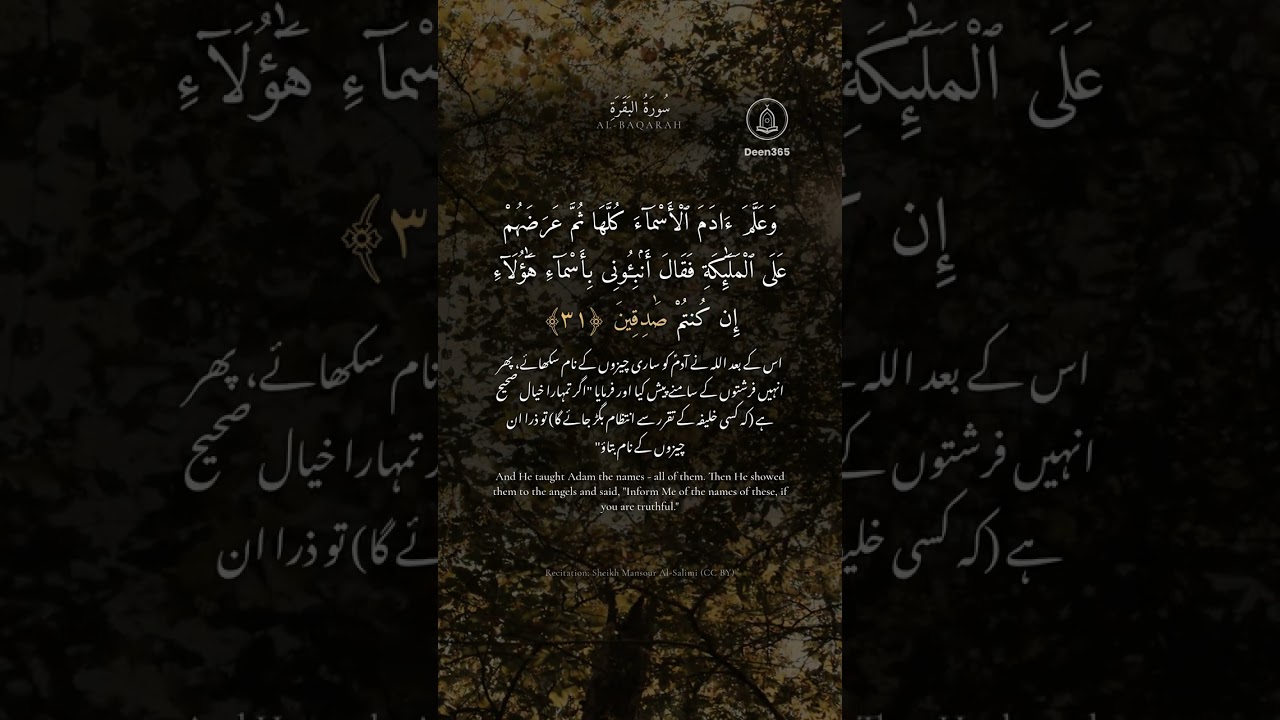 Surah Al-Baqarah (2:31-32) | Arabic • Urdu • English | Deen365