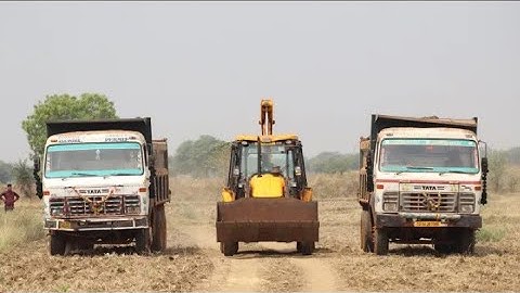 JCB 3DX Backhoe In Mitti Loading To Tractor For || Leveling Video