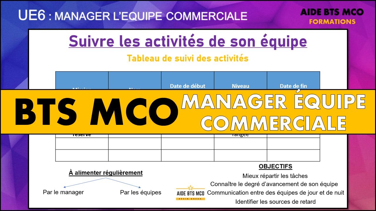 AIDE BTS MCO | Comment suivre les activités de son équipe