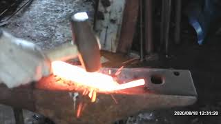 Forging a Multi-bar Twist Damascus Chef's Knife By Hand-Part 1