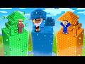 Fire vs Water Chunk Base Battle in Minecraft..