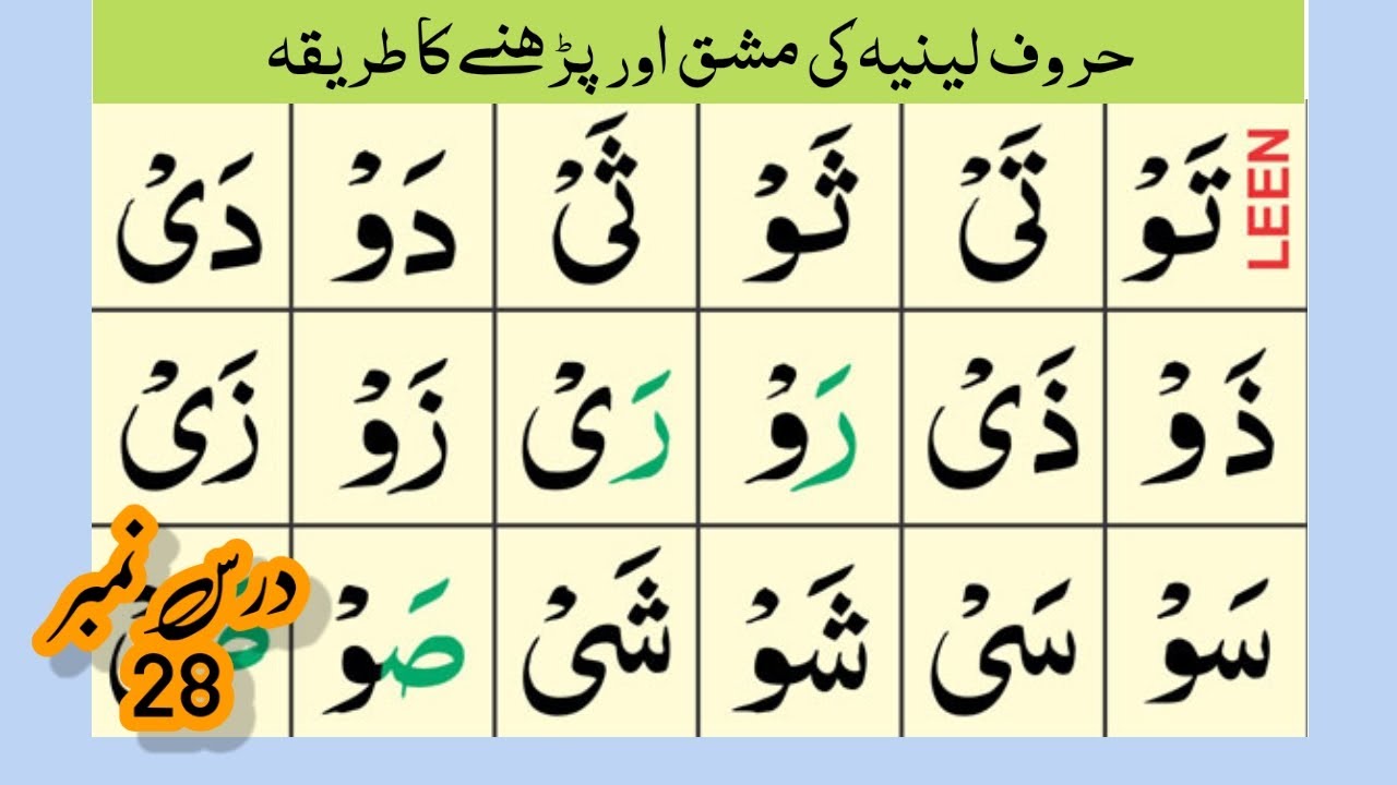 Noorani Qaida Lesson No 28|| Qaida Noraniya || lesson no 8  (Horoof.e Madda Horoof Leen)