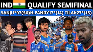 CONGRATULATIONS 🥳 INDIA 🇮🇳 QUALIFY SEMIFINAL  II INDIA BEAT WI SANJU SAMSON 100 PAK REACTION