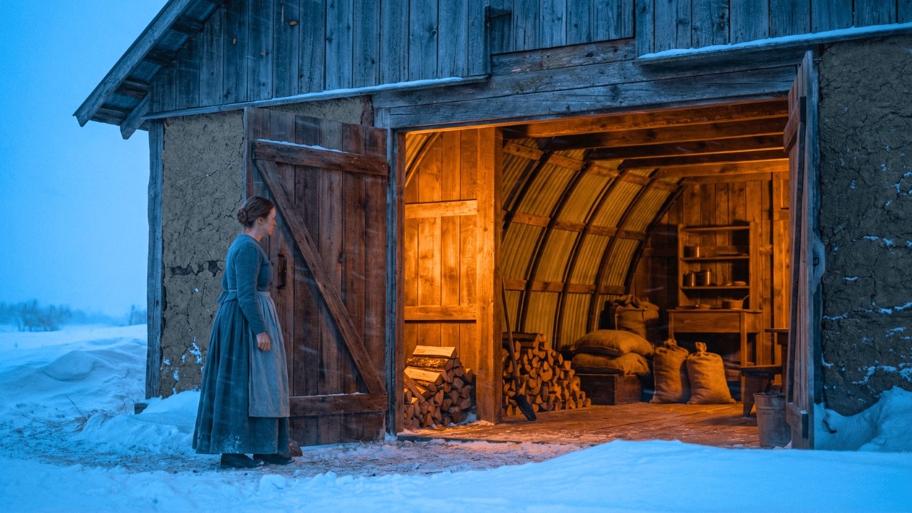 Escondió su Cabaña Quonset dentro del Granero, hasta que la Ventisca la Mantenía Caliente.
