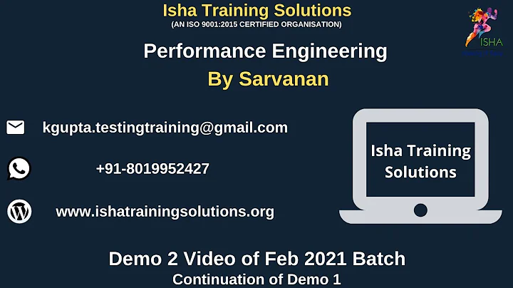 Performance Engineering Demo 2 Video 18th Feb. Pls contact / whatsapp us on +91-8019952427 to enroll