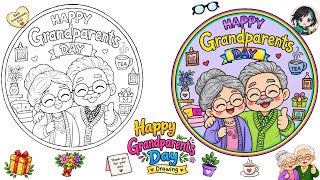 Easy Grandparents Day Drawing | Cute Chibi Grandma & Grandpa Drawing Step by Step tutorial 