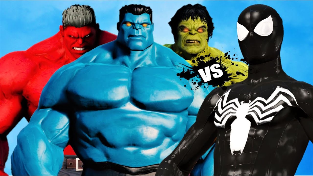 TEAM HULK & BIG RED HULK vs SPIDER-MAN VENOM - Epic Battle - YouTube