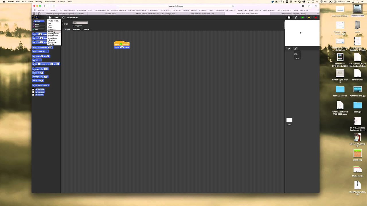 Exporting Projects in Snap!