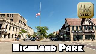 Driving Around Wealthy Chicago Suburb Highland Park, Illinois in 4k Video