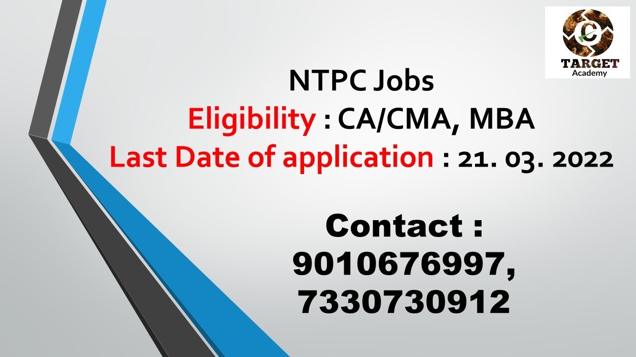 NTPC Jobs CMA JOBS TARGET ACADEMY PLACEMENTS  TELUGU