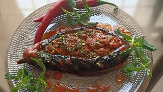 #delicious☺️Delicious stuffed eggplant🍆🍅🌶️A different taste from eggplant😉🤗💗Please subscribe me🥹🥲🥹💞