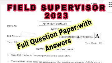 FIELD SUPERVISOR QUESTION AND ANSWERS 22-10-2023 #pondicherrygovtexam #fieldsupervisor #pc#homeguard