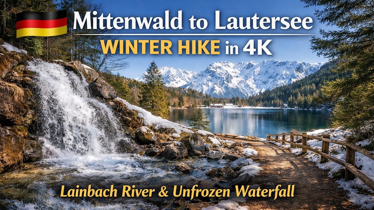 🇩🇪 Lautersee Winter Walk 4K | Flowing River & Unfrozen Waterfall