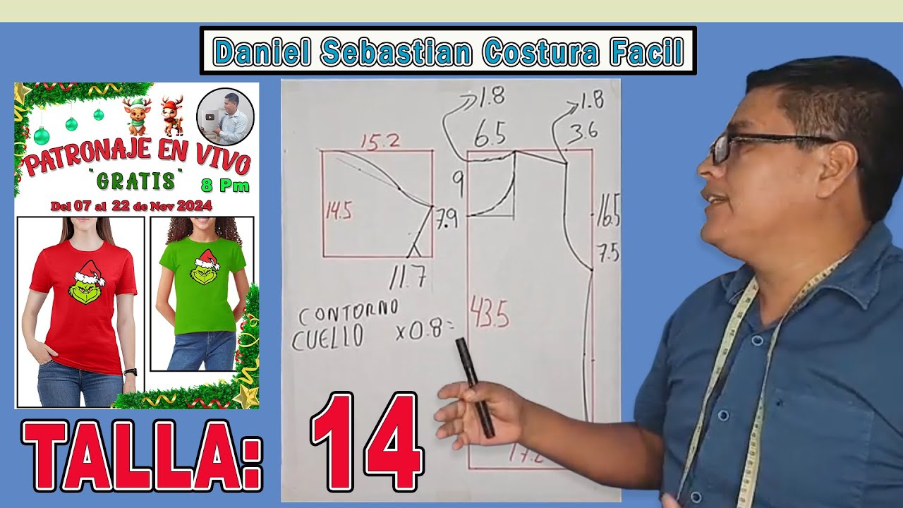 Patronaje en vivo - Camiseta, Polo Niñas Talla 14