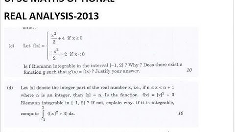 upsc mathematics|real analysis 2013 solutions|problems on riemann integration|part 22
