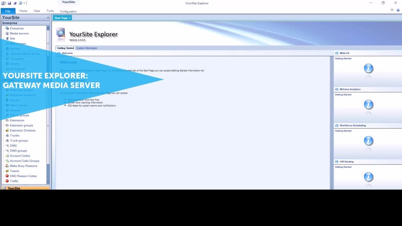 YourSite Explorer: Gateway Media Server: Mitel CX for MiVoice Business