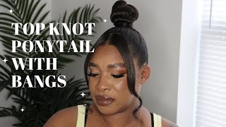 Top Knot Bun with Two Bangs
