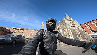 Yamaha MT07 with Black Widow exhaust; city riding.