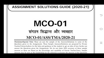 MCO 01 Ignou Solved Assignment