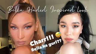 BELLA HADID Inspired high side part  ponytail and Makeup look | TRENDY