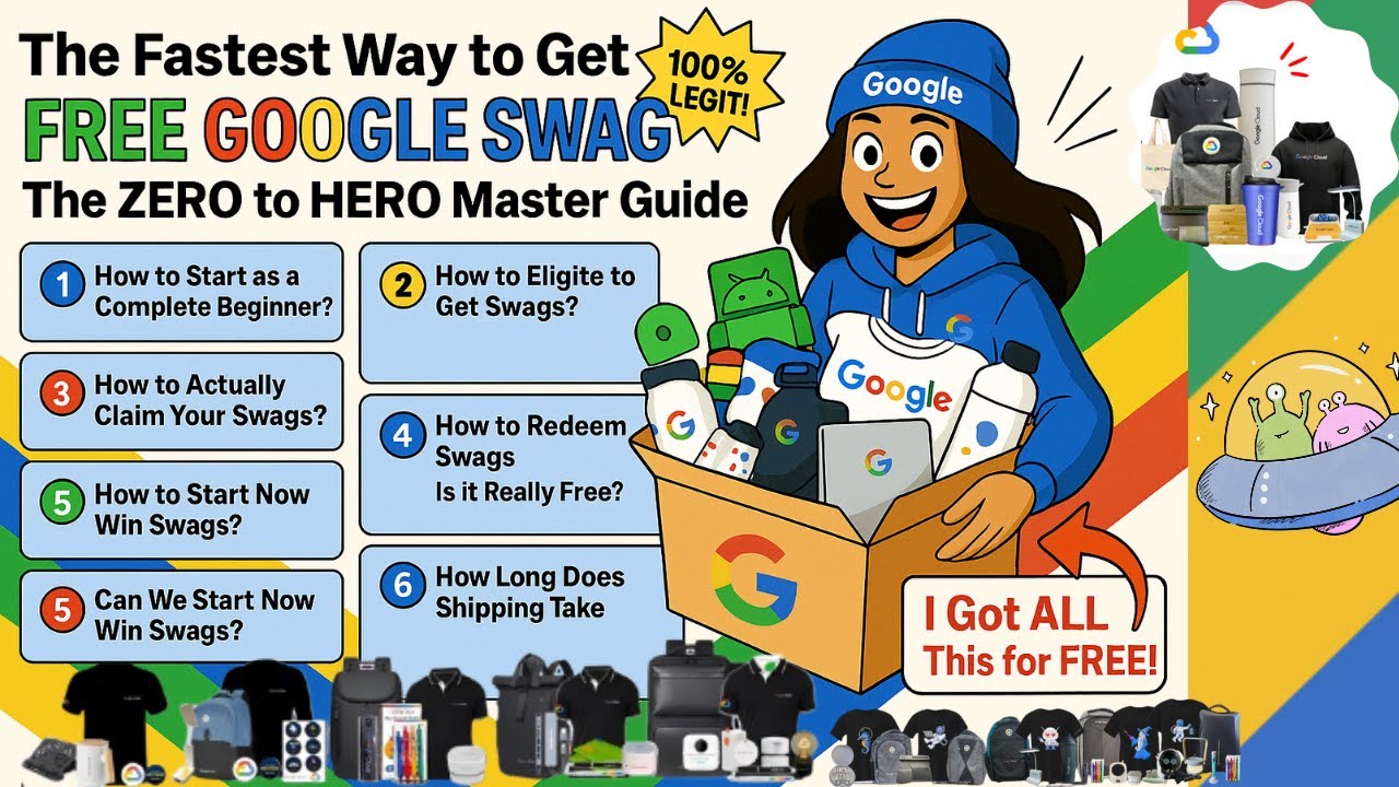 БЕСПЛАТНО Google Swag: руководство «От нуля до героя» (получите толстовки, бутылки с принтерами и...