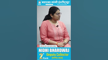 Toppers Talk | MPPSC 2020 2nd Rank | Nidhi Bharadwaj | with ACP Ashish Patel Sir | MGICS