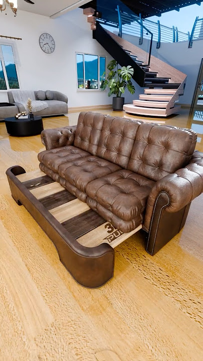 Transforming Sofa Into Bed – Leather Tufted Space-Saving Furniture