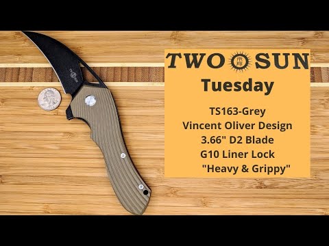 TwoSun Tuesday: TS163-Grey Vincent Oliver Design in D2 & G10 (Knife Content)