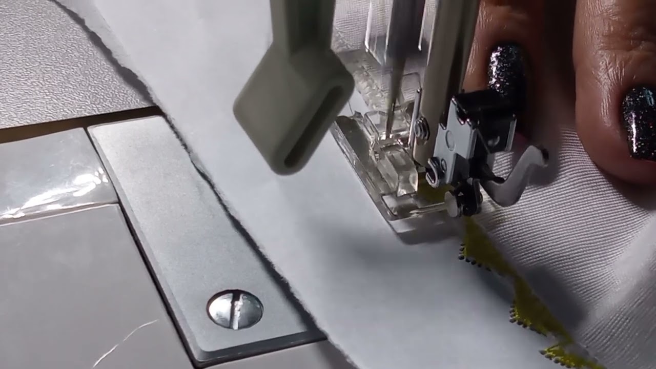 Máquina doméstica. Usando pontos decorativos para imitar picueta e bico.