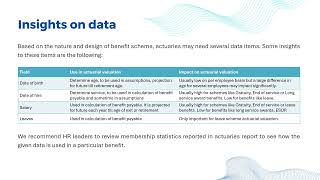 The role of HR in actuarial valuations for long term employee benefits