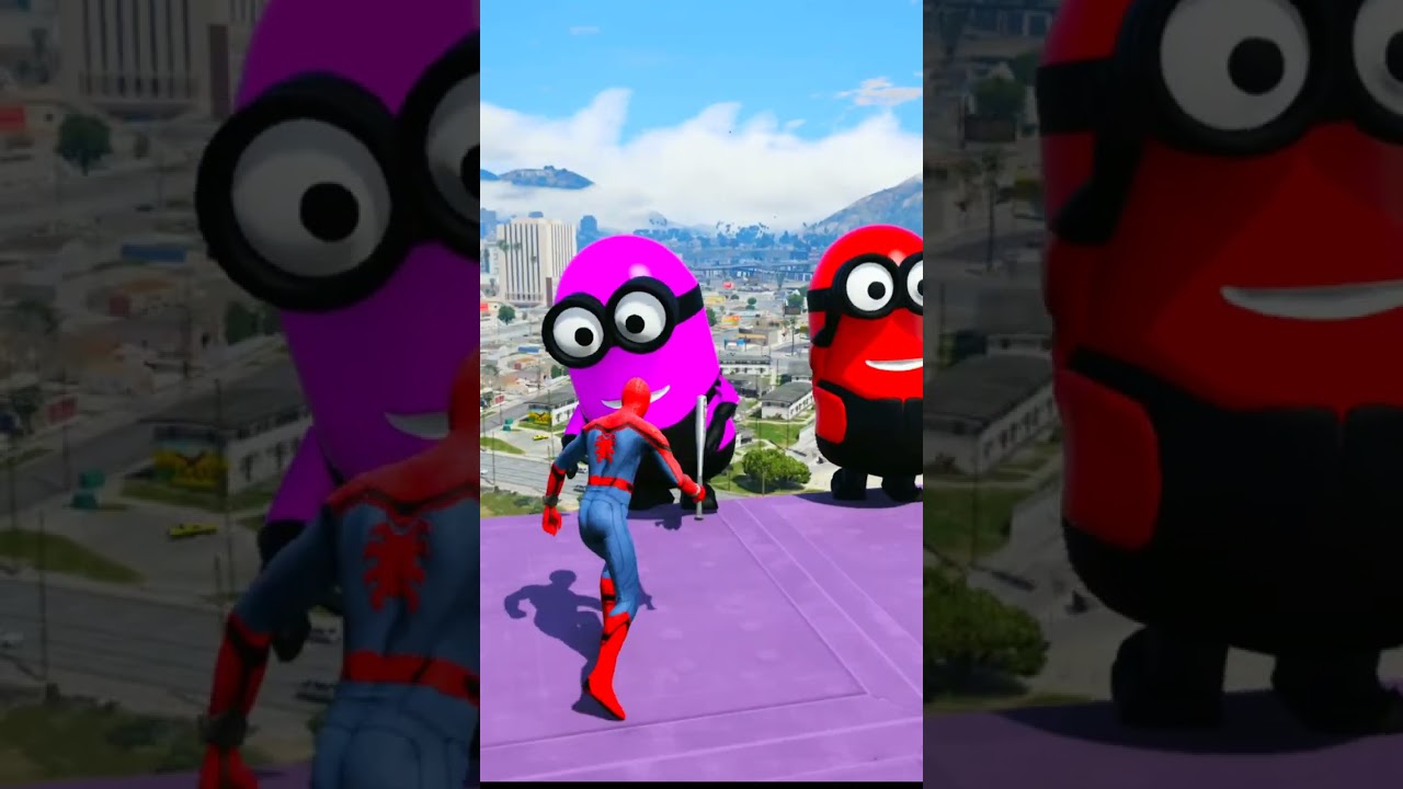 GTA 5 Epic Ragdolls Spider-Mans vs Minions Jumps/Fails  