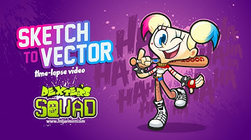 DeeDee x Harley Quinn Sketch to Vector Timelapse Video