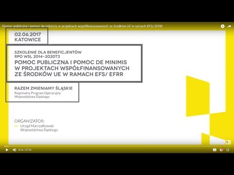 Pomoc publiczna i pomoc de minimis w projektach współfinansowanych ze środków UE w ramach EFS/ EFRR