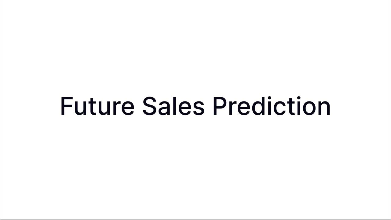 Future Sales Prediction with Machine Learning - YouTube