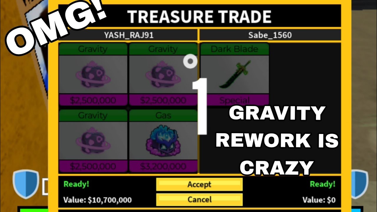Trading Gravity Fruit Rework For Dark Blade In Blox Fruits - YouTube
