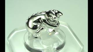 Unique Cat Adjustable Silver Ring