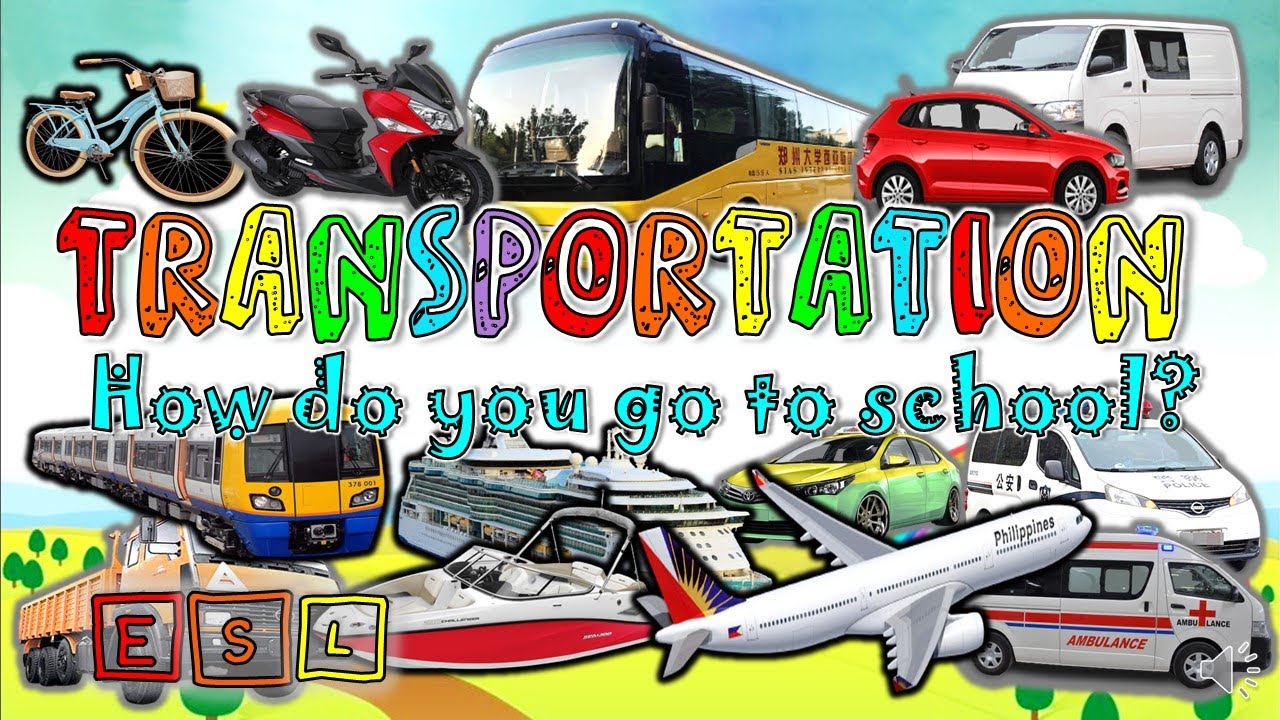 MODES OF TRANSPORTATION VOCABULARY | VEHICLES TALKING FLASHCARDS | HOW DO YOU GO TO SCHOOL? | ESL