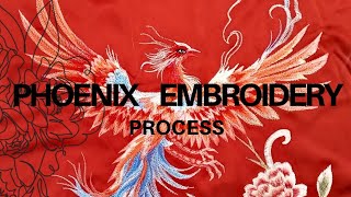 Phoenix Embroidery Manual Machine Process 🐦✨